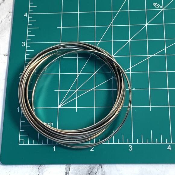 Vintage Rolling Bangle Bracelet Interlocking Silver Tone Bangles - Picture 4 of 5